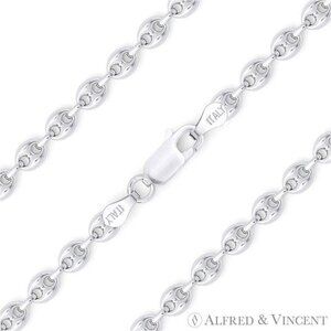 3.5mm Puffed Marina / Mariner Link Chain Necklace in .925 Sterling Silver - 30"